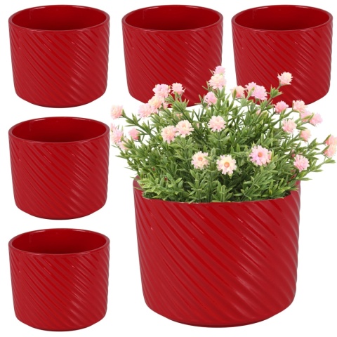 OSŁONKA DONICZKA CERAMICZNA CZERWONA 11x12,5CM KOMPLET 6 SZT.