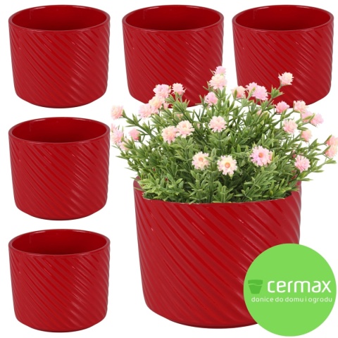 OSŁONKA DONICZKA CERAMICZNA CZERWONA 11x12,5CM KOMPLET 6 SZT.