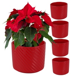 OSŁONKA DONICZKA CERAMICZNA CZERWONA 14,5x12 cm KOMPLET 5 SZT.