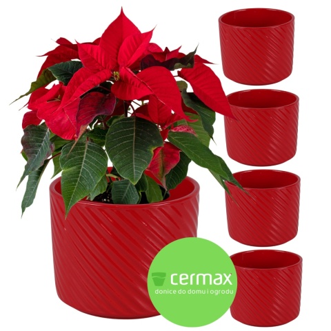 OSŁONKA DONICZKA CERAMICZNA CZERWONA 14,5x12 cm KOMPLET 5 SZT.