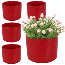 OSŁONKA DONICZKA CERAMICZNA CZERWONA 14,5x12 cm KOMPLET 5 SZT.