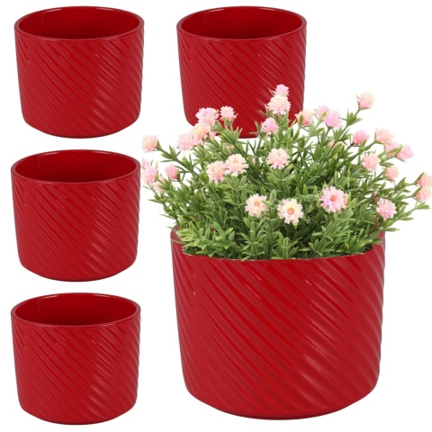 OSŁONKA DONICZKA CERAMICZNA CZERWONA 14,5x12 cm KOMPLET 5 SZT.