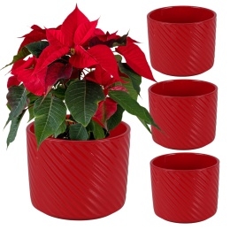 OSŁONKA DONICZKA CERAMICZNA CZERWONA 16,5 x 14,5cm KOMPLET 4 SZT