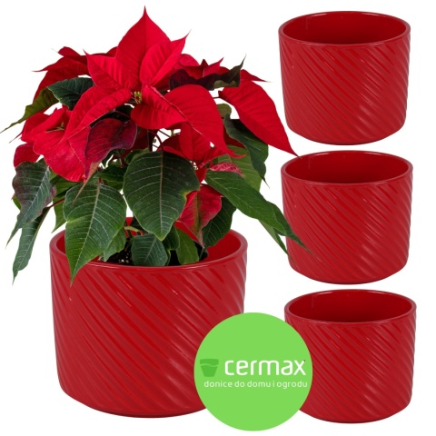 OSŁONKA DONICZKA CERAMICZNA CZERWONA 16,5 x 14,5cm KOMPLET 4 SZT