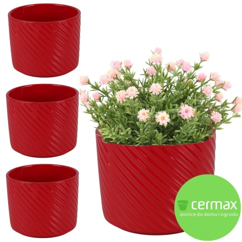 OSŁONKA DONICZKA CERAMICZNA CZERWONA 16,5 x 14,5cm KOMPLET 4 SZT