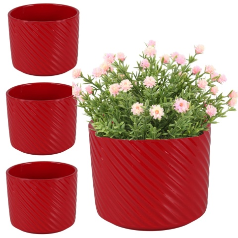 OSŁONKA DONICZKA CERAMICZNA CZERWONA 16,5 x 14,5cm KOMPLET 4 SZT