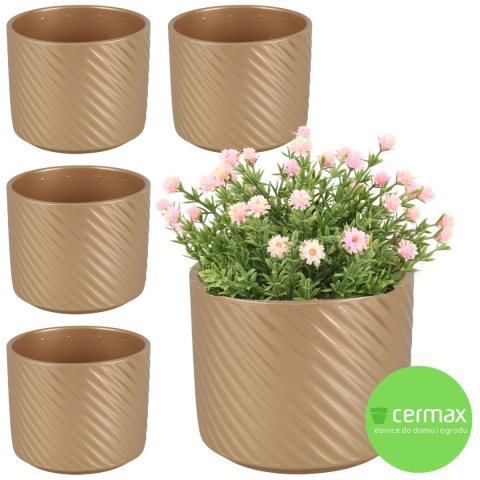 OSŁONKA DONICZKA CERAMICZNA ZŁOTA 14,5 x 12 CM KOMPLET 5 SZT.