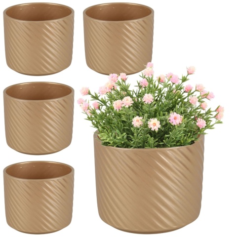 OSŁONKA DONICZKA CERAMICZNA ZŁOTA 14,5 x 12 CM KOMPLET 5 SZT.