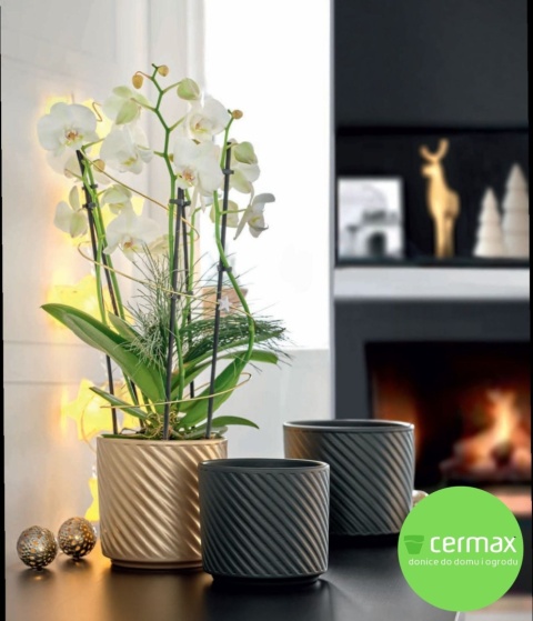 OSŁONKA DONICZKA CERAMICZNA ZŁOTA 14,5x16,5 CM KOMPLET 4 SZT.