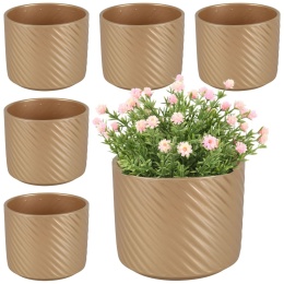OSŁONKA DONICZKA CERAMICZNA ZŁOTA OKRĄGŁA 11x12,5 KOMPLET 6 SZT