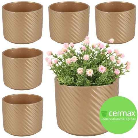 OSŁONKA DONICZKA CERAMICZNA ZŁOTA OKRĄGŁA 11x12,5 KOMPLET 6 SZT