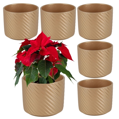OSŁONKA DONICZKA CERAMICZNA ZŁOTA OKRĄGŁA 12,5x11 KOMPLET 6 SZT