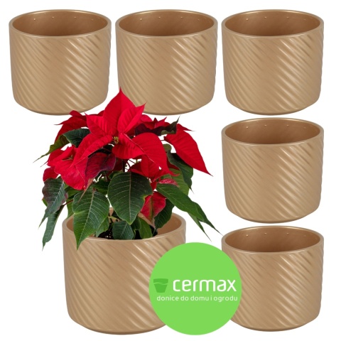 OSŁONKA DONICZKA CERAMICZNA ZŁOTA OKRĄGŁA 12,5x11 KOMPLET 6 SZT