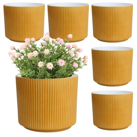 OSŁONKA DONICZKA CERAMICZNA ŻÓŁTA 12,5 x 11 CM KOMPLET 6 SZT.