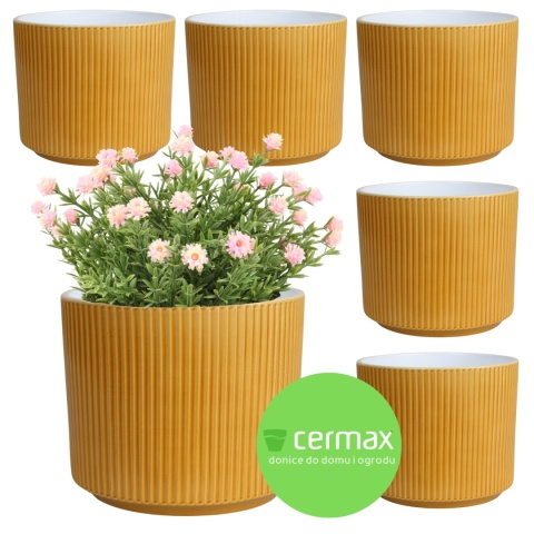 OSŁONKA DONICZKA CERAMICZNA ŻÓŁTA 12,5 x 11 CM KOMPLET 6 SZT.