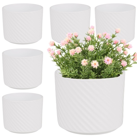 OSŁONKA NA DONICZKĘ DONICA CERAMICZNA OKRĄGŁA BIAŁA KOMPLET 6SZT 11x12,5cm