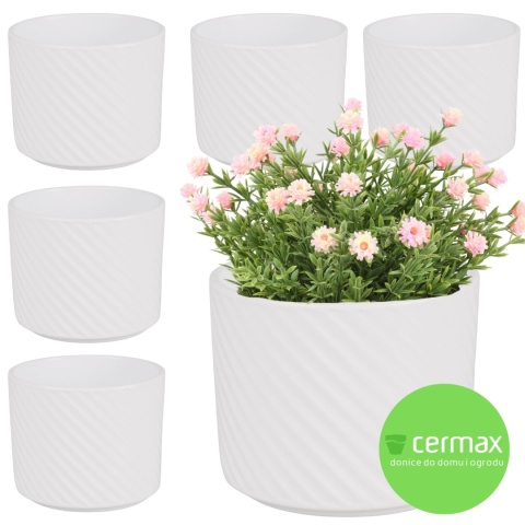 OSŁONKA NA DONICZKĘ DONICA CERAMICZNA OKRĄGŁA BIAŁA KOMPLET 6SZT 11x12,5cm