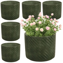 OSŁONKA NA DONICZKĘ DONICA CERAMICZNA OKRĄGŁA ZIELONA KOMPLET 6SZT 11x12,5cm