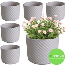 OSŁONKA NA DONICZKĘ DONICA CERAMICZNA OKRĄGŁA SZARA KOMPLET 6SZT 11x12,5cm