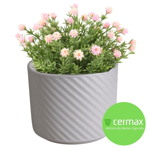 OSŁONKA NA DONICZKĘ DONICA CERAMICZNA OKRĄGŁA SZARA KOMPLET 6SZT 11x12,5cm