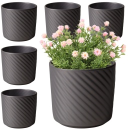 OSŁONKA NA DONICZKĘ DONICA CERAMICZNA OKRĄGŁA SREBRNA KOMPLET 5SZT 12x14,5cm