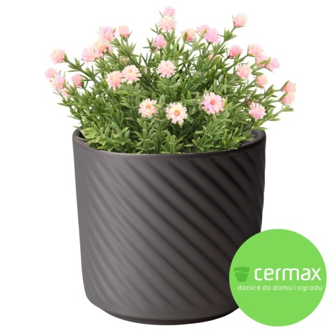 OSŁONKA NA DONICZKĘ DONICA CERAMICZNA OKRĄGŁA SREBRNA KOMPLET 5SZT 12x14,5cm