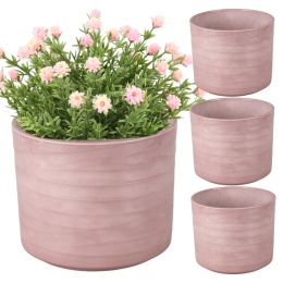 OSŁONKA NA DONICZKĘ DONICZKA CERAMICZNA OKRĄGŁA RÓŻOWA KOMPLET 4 SZT