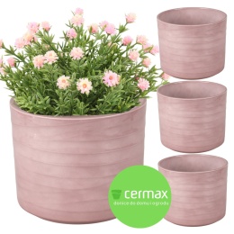 OSŁONKA NA DONICZKĘ DONICZKA CERAMICZNA OKRĄGŁA RÓŻOWA KOMPLET 4 SZT