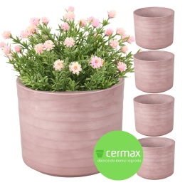 OSŁONKA NA DONICZKĘ DONICZKA CERAMICZNA OKRĄGŁA RÓŻOWA KOMPLET 5 SZT