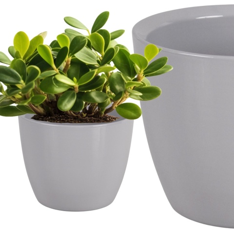 OSŁONKA NA DONICZKĘ DONICZKA CERAMICZNA OKRĄGŁA SZARA 30 x 25 CM