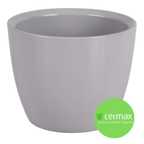 OSŁONKA NA DONICZKĘ DONICZKA CERAMICZNA OKRĄGŁA SZARA 30 x 25 CM