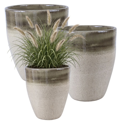 DONICA CERAMICZNA MROZOODPORNA SZKLIWIONA PISTACJA OGRODOWA KOMPLET 3SZT