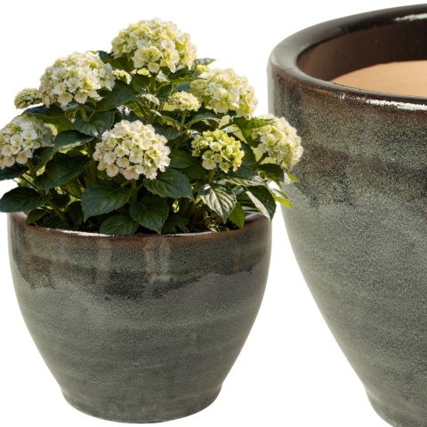 DONICA 31x45cm CERAMICZNA SZKLIWIONA MROZOODPORNA ZIELONA