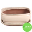 DONICA BONSAI Z PODSTAWKĄ 10x20,7x27cm CERAMICZNA SZKLIWIONA KREMOWA