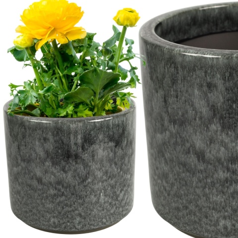 DONICA CERAMICZNA MROZOODPORNA SZKLIWIONA 21,5x24,5cm ZIELONO-SZARA