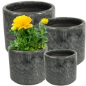 DONICA CERAMICZNA MROZOODPORNA SZKLIWIONA ZIELONO-SZARA  KOMPLET 4SZT