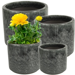 DONICA CERAMICZNA MROZOODPORNA SZKLIWIONA ZIELONO-SZARA  KOMPLET 4SZT