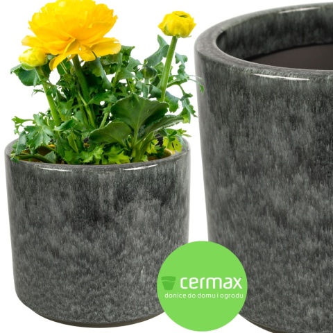 DONICA CERAMICZNA MROZOODPORNA SZKLIWIONA ZIELONO-SZARA  KOMPLET 4SZT