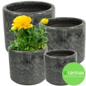 DONICA CERAMICZNA MROZOODPORNA SZKLIWIONA ZIELONO-SZARA  KOMPLET 4SZT