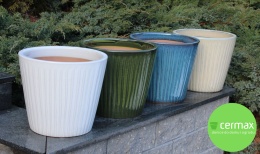 DONICA CERAMICZNA SZKLIWIONA MROZOODPORNA KREMOWA KOMPLET 3SZT