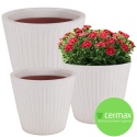 DONICA CERAMICZNA SZKLIWIONA MROZOODPORNA KREMOWA KOMPLET 3SZT