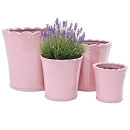 DONICA CERAMICZNA SZKLIWIONA MROZOODPORNA RÓŻOWA KOMPLET 4SZT
