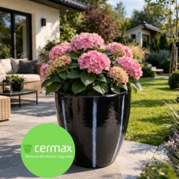 DONICA CERAMICZNA SZKLIWIONA MROZOODPORNA CZARNA KOMPLET 4SZT