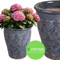 DONICA CERAMICZNA SZKLIWIONA MROZOODPORNA NIEBIESKA KOMPLET 3SZT