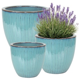 DONICA CERAMICZNA SZKLIWIONA KOMPLET 3 SZTUK OGRODOWA