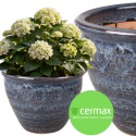 DONICA CERAMICZNA SZKLIWIONA MROZOODPORNA NIEBIESKA KOMPLET 4SZT