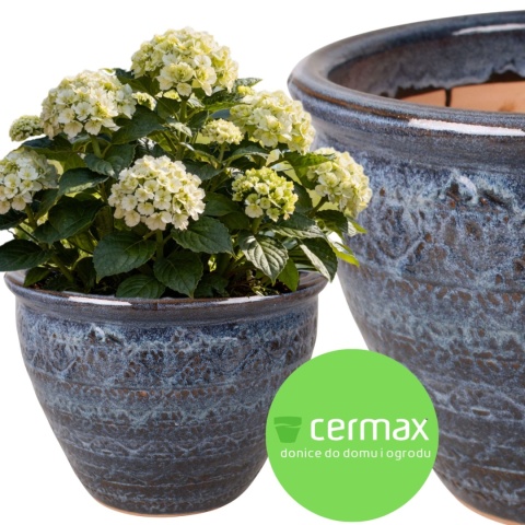 DONICA CERAMICZNA SZKLIWIONA MROZOODPORNA NIEBIESKA KOMPLET 4SZT