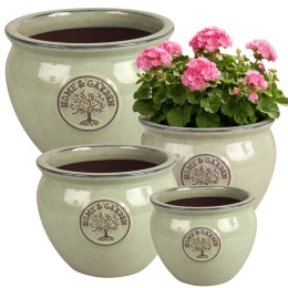 DONICA CERAMICZNA SZKLIWIONA MROZOODPORNA ZIELONA KOMPLET 4SZT