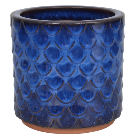 DONICA CERAMICZNA SZKLIWIONA NIEBIESKA MROZOODPORNA OGRODOWA