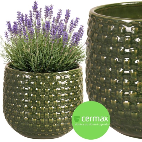 DONICA CERAMICZNA SZKLIWIONA ZIELONA KOMPLET 3SZT OGRODOWA MROZOODPORNA